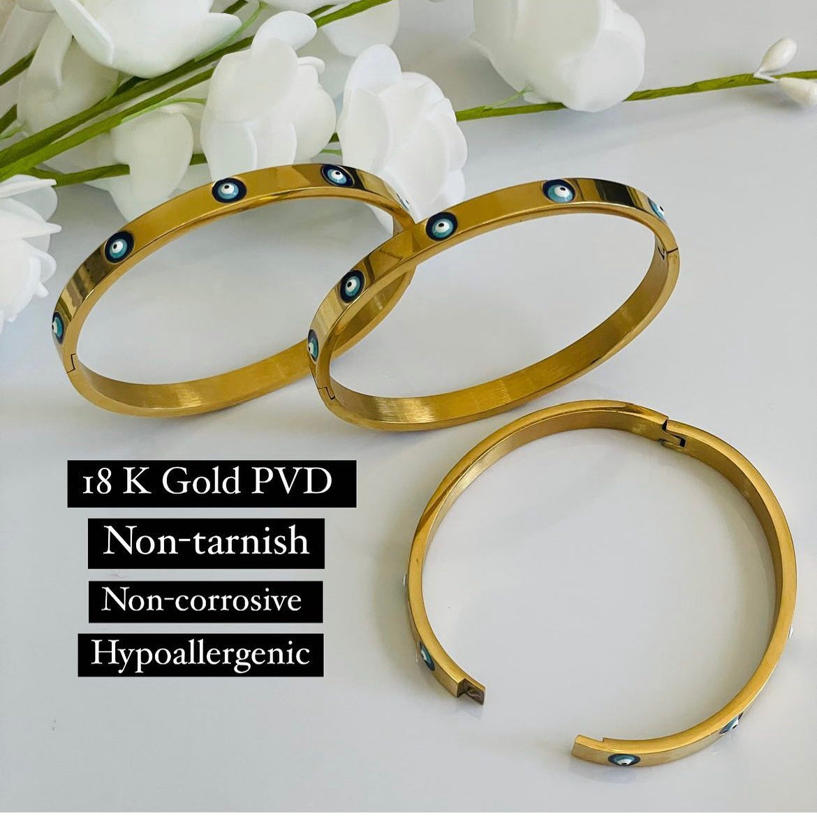 18K Gold Plated Evil Eye Bracelet! BEST SELLER🌟