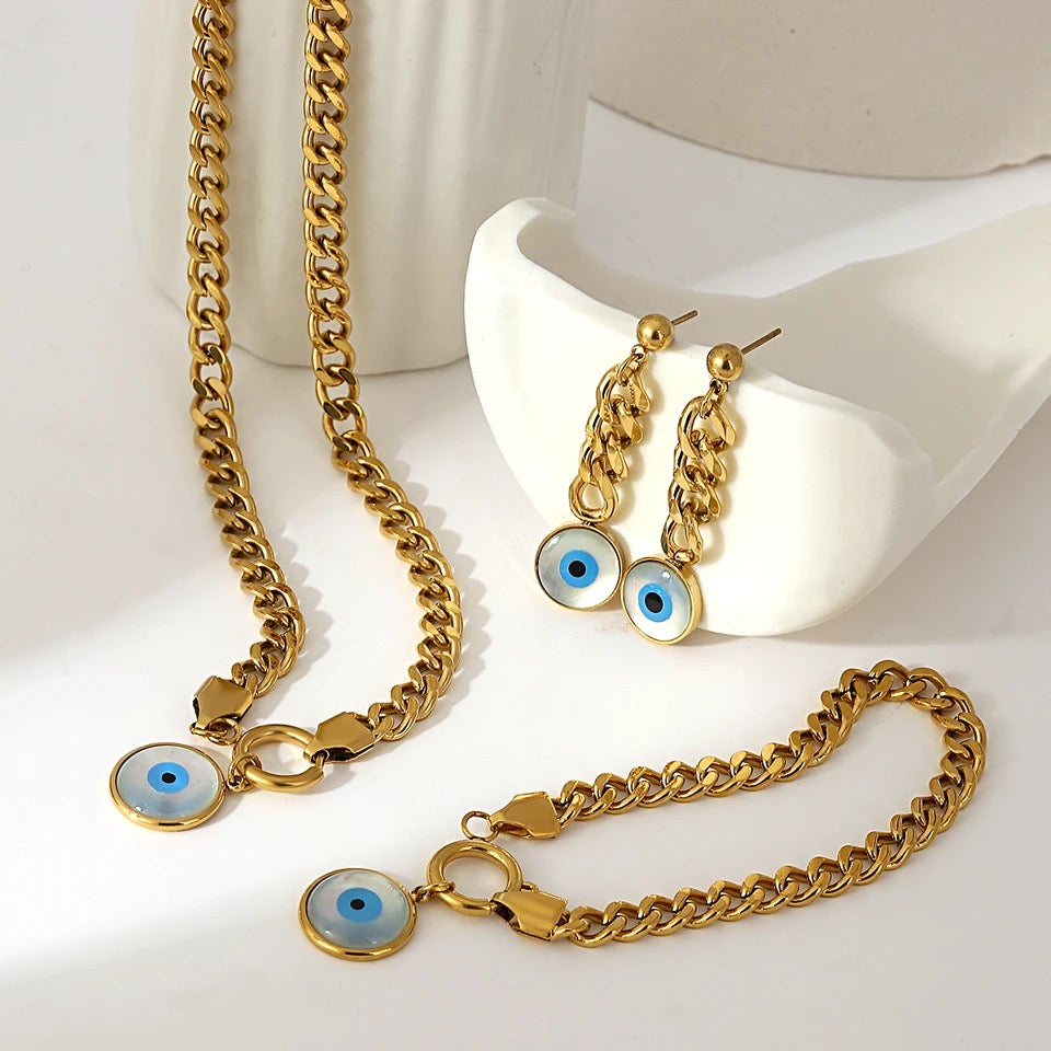 Evil eye 18k Gold plated 3 piece set