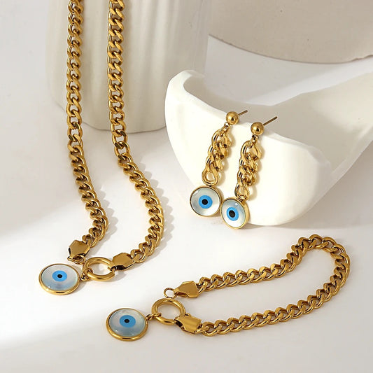 Evil eye 18k Gold plated 3 piece set