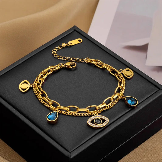 Evil Eye Double Chain Bracelets